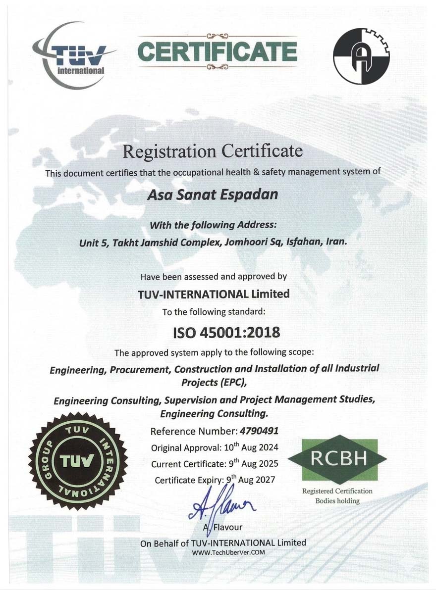 ISO 45001:2018 certificate